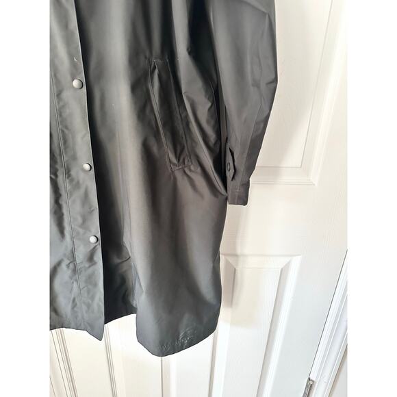 L.L Bean Black Women Plus Snap Button Raincoat Boxy Overcoat Missing Hood 3X - Picture 4 of 10